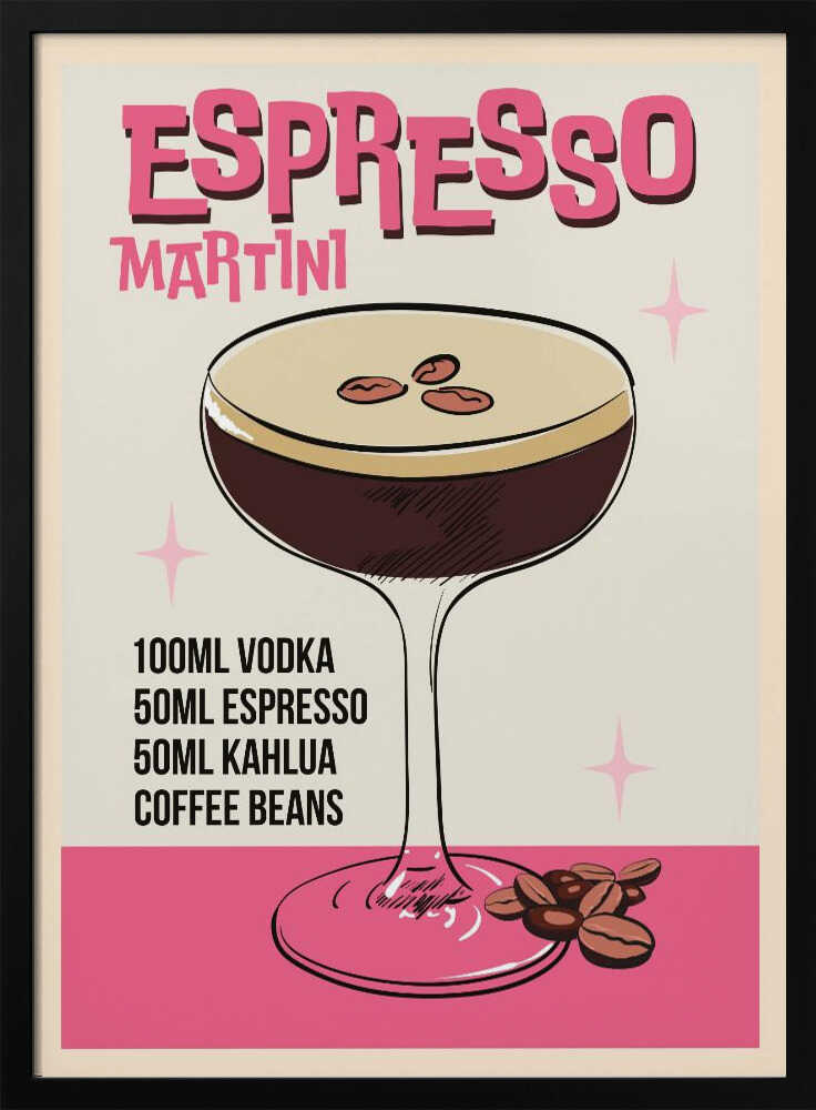 Retro Espresso Martini Art Print UK — Abstract Vibrant Wall Art — Kitchen — Wall It All Prints