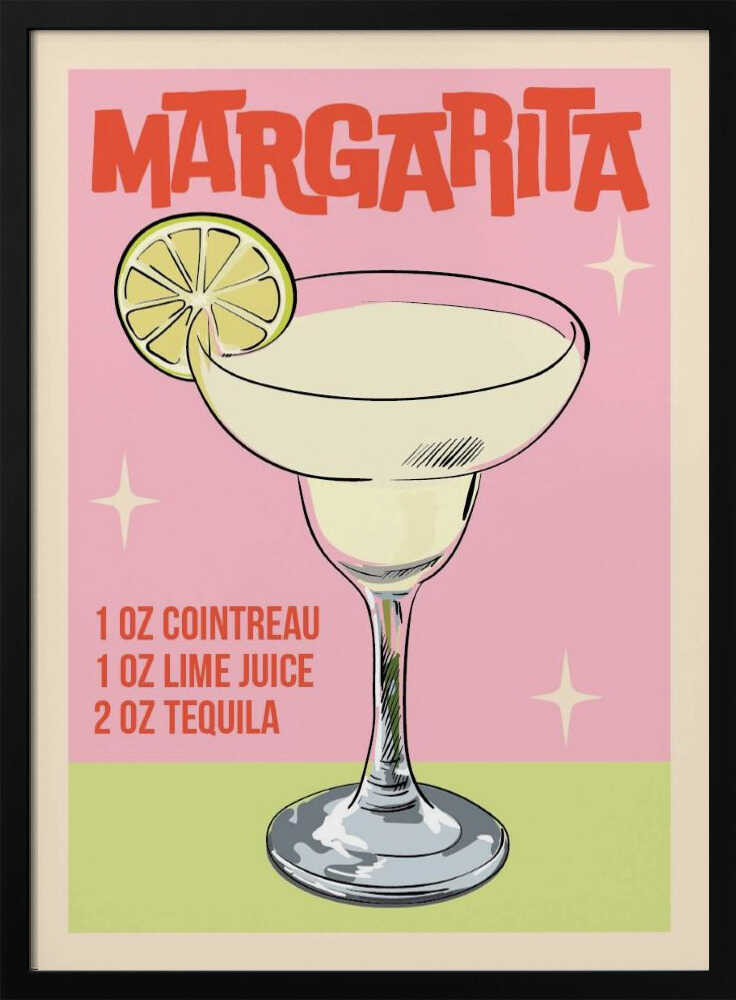 Margarita Cocktail Recipe Art Print UK — Abstract Vibrant Wall Art — Kitchen — Wall It All Prints