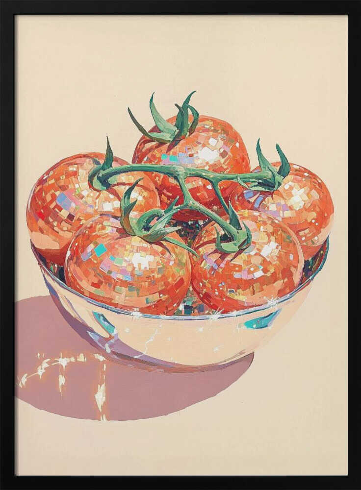 Disco Tomato Still Life Art Print UK — Portrait Vibrant Wall Art — Kitchen — Wall It All Prints