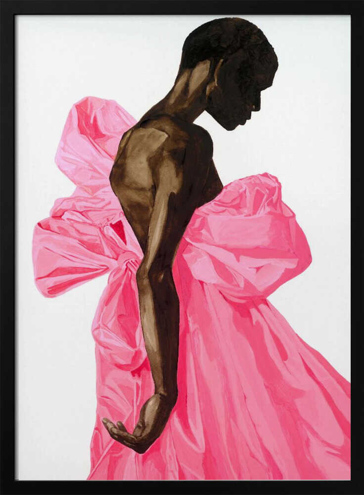 Vibrant Pink Bow Dress Art Print UK — Dark Moody Vibrant Wall Art — Living Room — Wall It All Prints