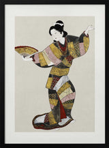 Japanese Female Dancer (17th Century) Vintage Painting Boarder