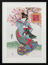 Japanese Woman (1828) Vintage Woodblock Print With Boarder