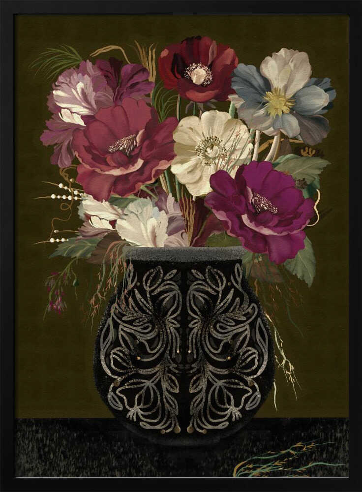 Vintage bouquet Art Print UK — Botanical Vibrant Wall Art — Living Room — Wall It All Prints