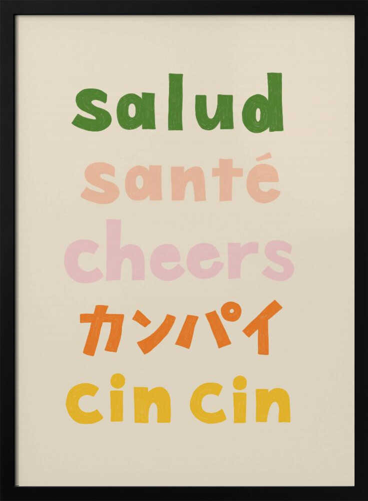 Global Cheers Words Art Print UK — Abstract Minimal Wall Art — Office — Wall It All Prints