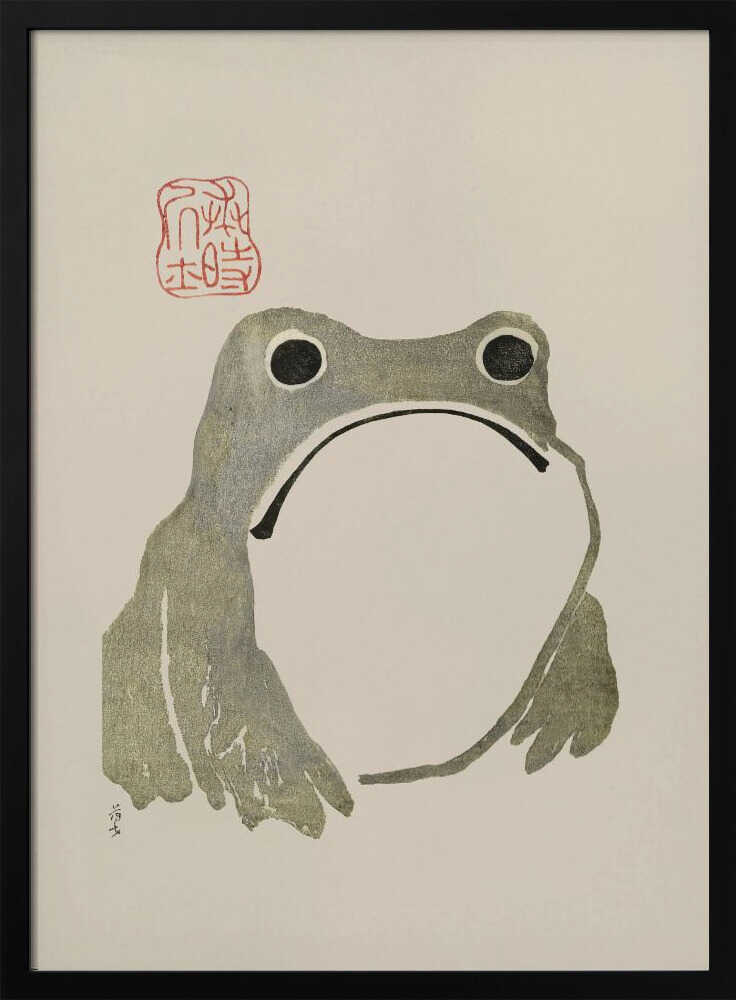 Grumpy Frog I Original Art Print UK — Japanese Vibrant Wall Art — Living Room — Wall It All Prints