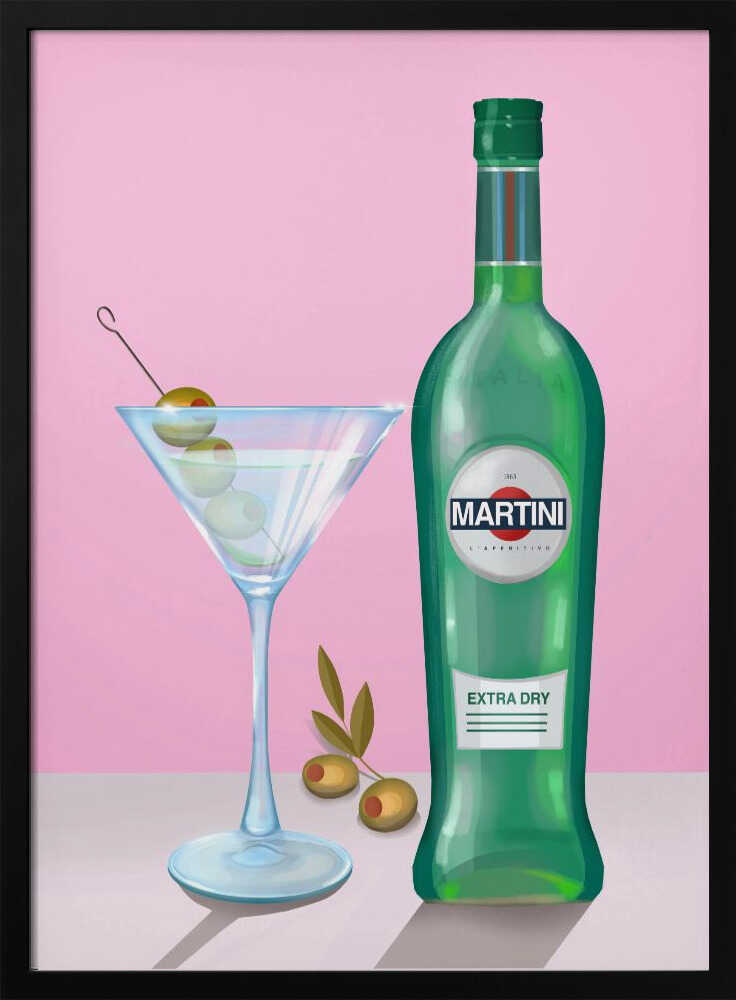 Martini Cocktail Art Print UK — Vintage Minimal Wall Art — Living Room — Wall It All Prints