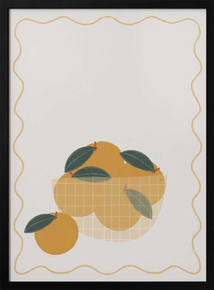 Warm Citrus Bowl Art Print UK — Botanical Minimal Wall Art — Kitchen — Wall It All Prints