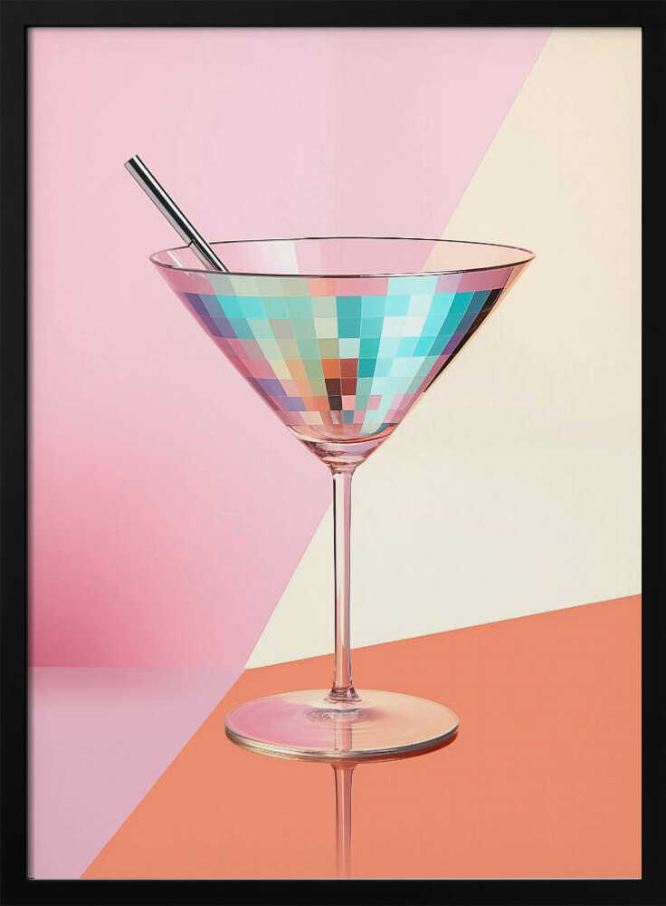 Disco Martini Cocktail Art Print UK — Abstract Vibrant Wall Art — Office — Wall It All Prints