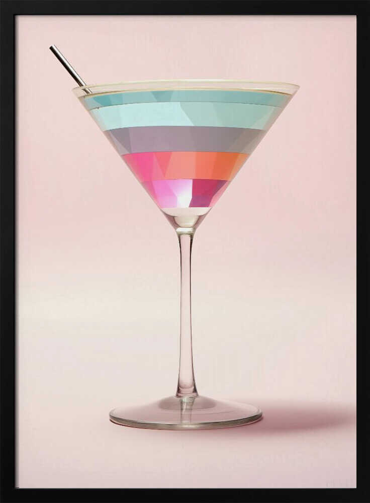 Colorful Martini Glass Art Print UK — Abstract Vibrant Wall Art — Living Room — Wall It All Prints