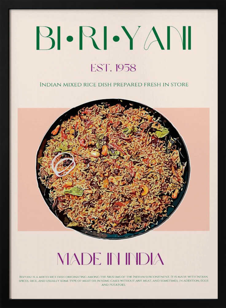Classic Indian Biryani Art Print UK — Japanese Vibrant Wall Art — Kitchen — Wall It All Prints
