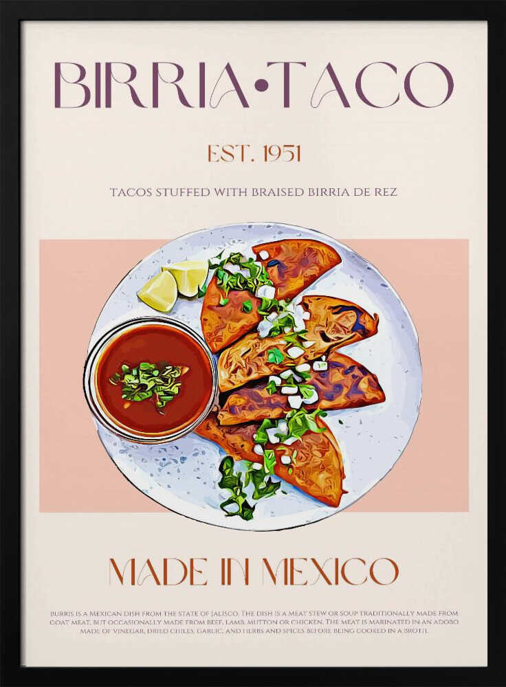 Authentic Birria Tacos Art Print UK — Food Fresh Wall Art — Kitchen — Wall It All Prints