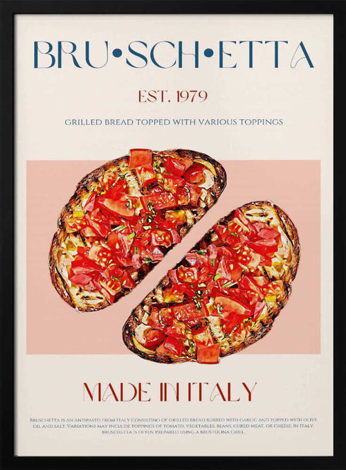 Authentic Italian Bruschetta Art Print UK — Vintage Vibrant Wall Art — Kitchen — Wall It All Prints
