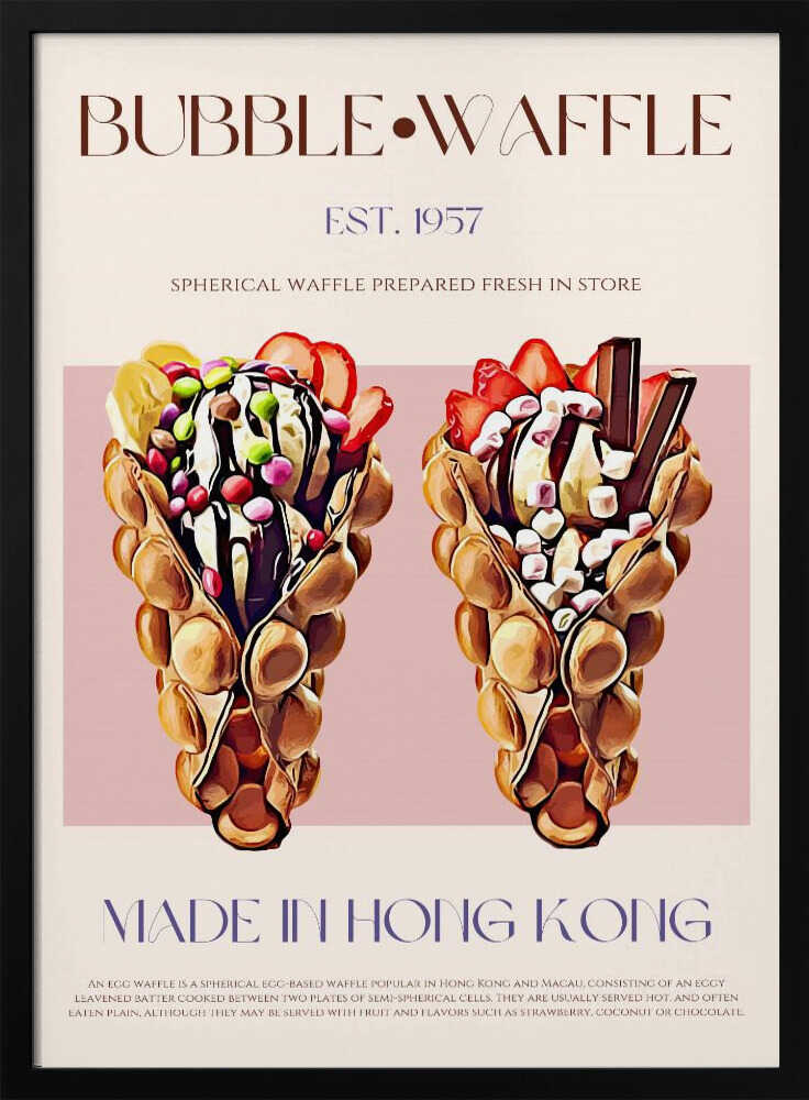 Hong Kong Bubble Waffles Art Print UK — Japanese Vibrant Wall Art — Kitchen — Wall It All Prints
