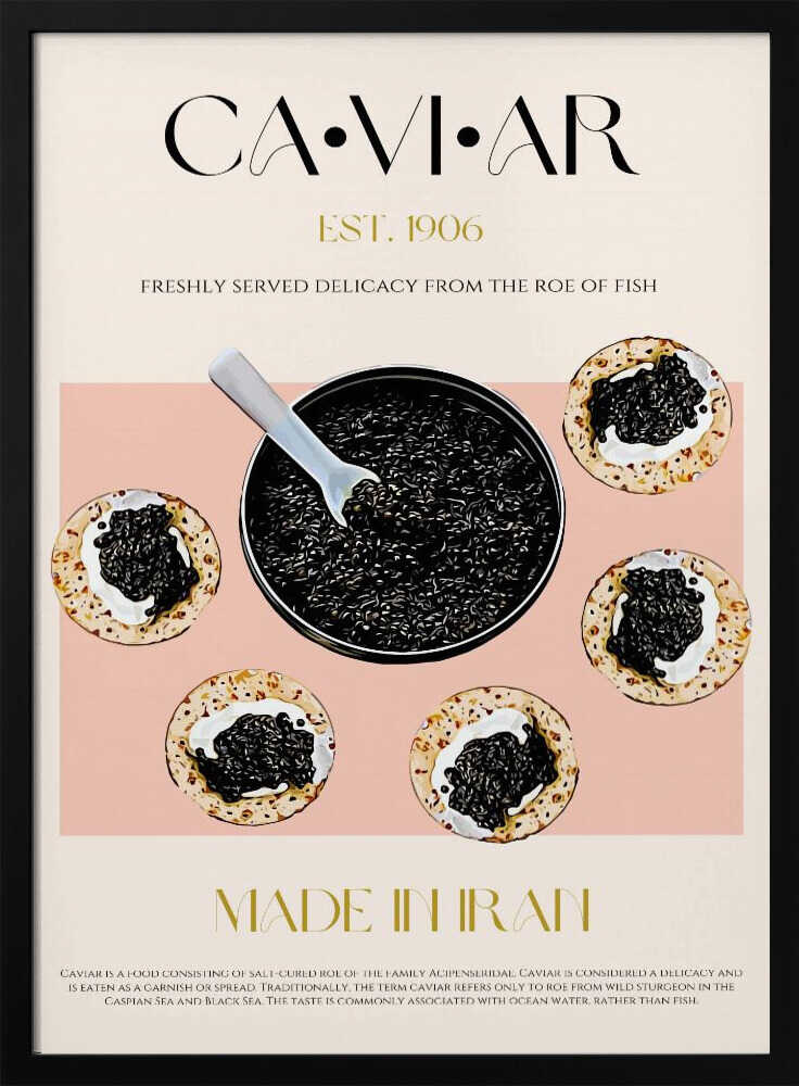 Gourmet Caviar Delights Art Print UK — Food Dark Wall Art — Kitchen — Wall It All Prints