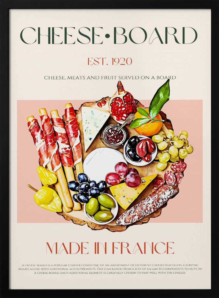 Gourmet Cheese Board Art Print UK — Food Vibrant Wall Art — Kitchen — Wall It All Prints