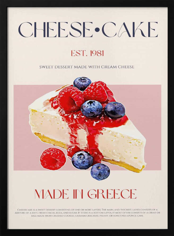 Greek Cheesecake Slice Art Print UK — Food Fresh Wall Art — Kitchen — Wall It All Prints
