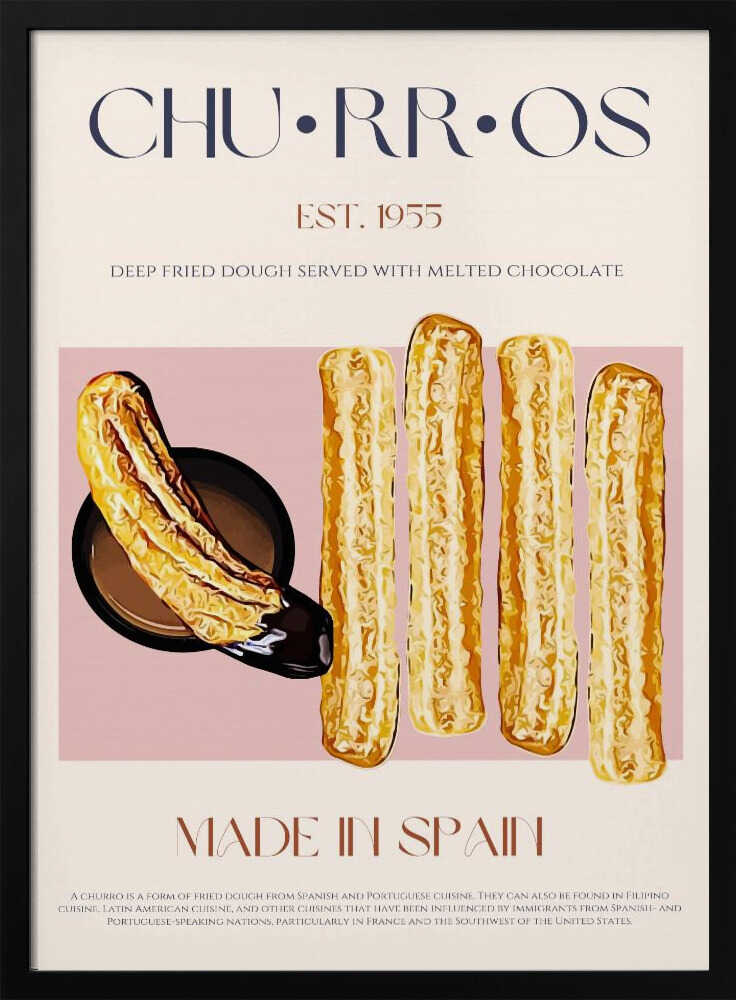 Churros With Chocolate Art Print UK — Food Warm Wall Art — Kitchen — Wall It All Prints