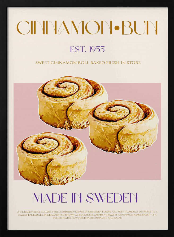 Swedish Cinnamon Buns Art Print UK — Vintage Warm Wall Art — Kitchen — Wall It All Prints