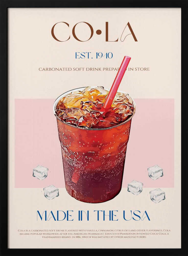 Classic Iced Cola Art Print UK — Dark Moody Calm Wall Art — Living Room — Wall It All Prints
