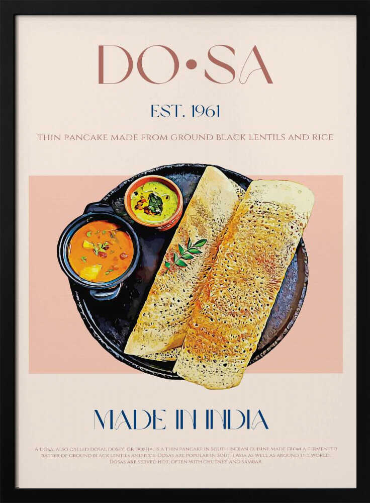South Indian Dosa Platter Art Print UK — Food Vibrant Wall Art — Kitchen — Wall It All Prints