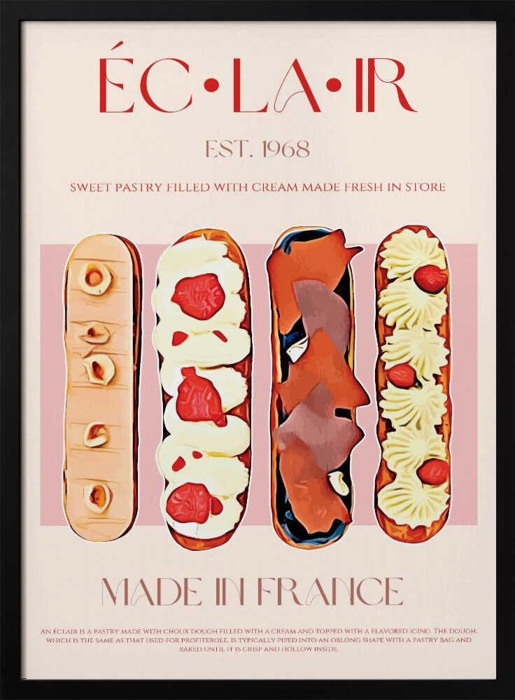 French Éclair Selection Art Print UK — Vintage Elegant Wall Art — Kitchen — Wall It All Prints