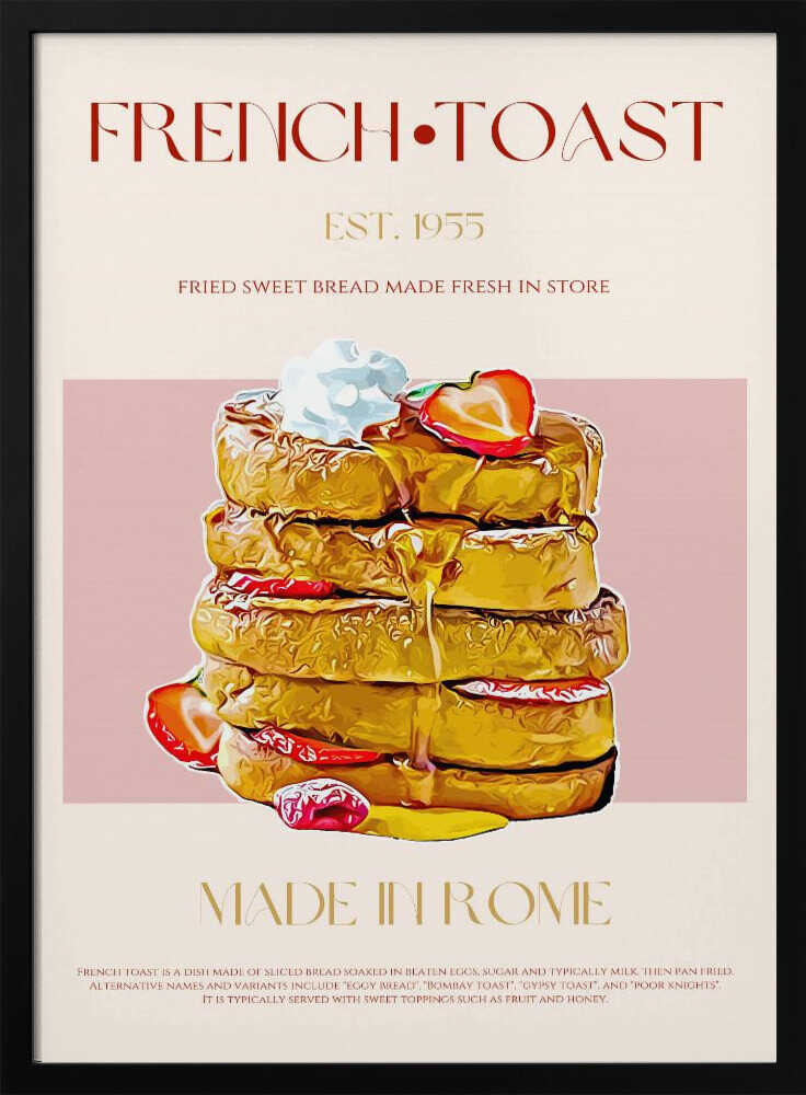 Sweet Stacked French Toast Art Print UK — Vintage Warm Wall Art — Kitchen — Wall It All Prints