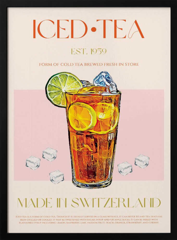 Vintage Swiss Iced Tea Art Print UK — Vintage Vibrant Wall Art — Kitchen — Wall It All Prints