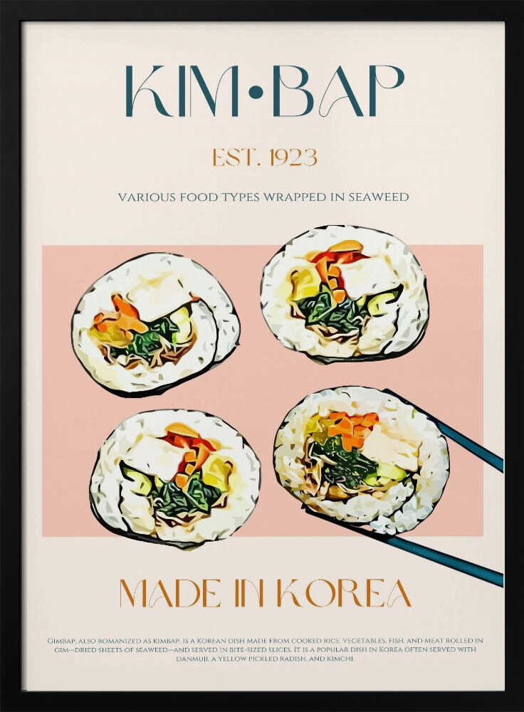 Korean Kimbap Rolls Art Print UK — Japanese Vibrant Wall Art — Kitchen — Wall It All Prints