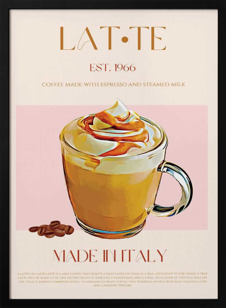 Sweet Caramel Latte Art Print UK — Food Vibrant Wall Art — Kitchen — Wall It All Prints