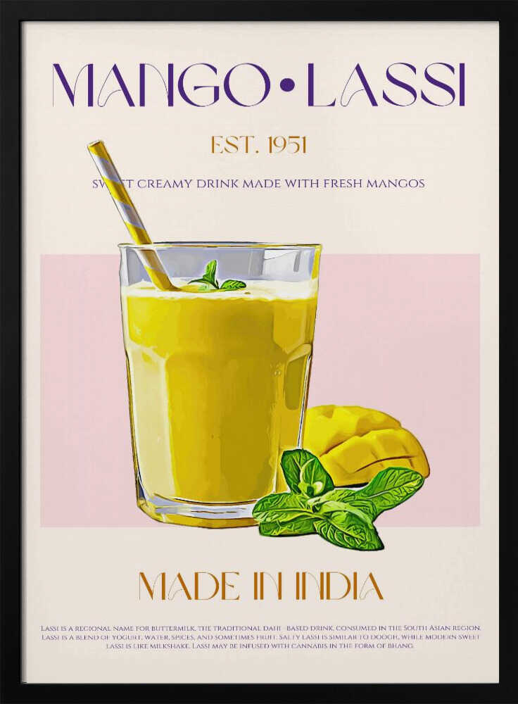 Refreshing Mango Lassi Art Print UK — Food Vibrant Wall Art — Kitchen — Wall It All Prints