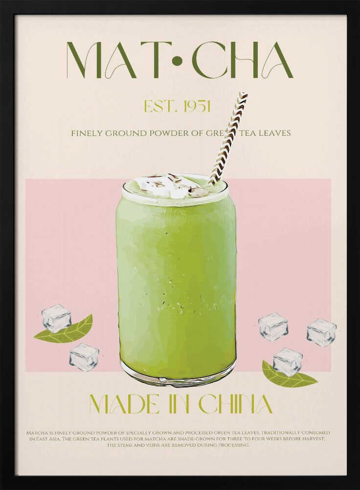 Matcha Iced Drink Art Print UK — Food Calm Wall Art — Kitchen — Wall It All Prints
