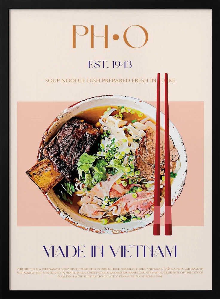 Authentic Vietnamese Pho Art Print UK — Japanese Warm Wall Art — Kitchen — Wall It All Prints