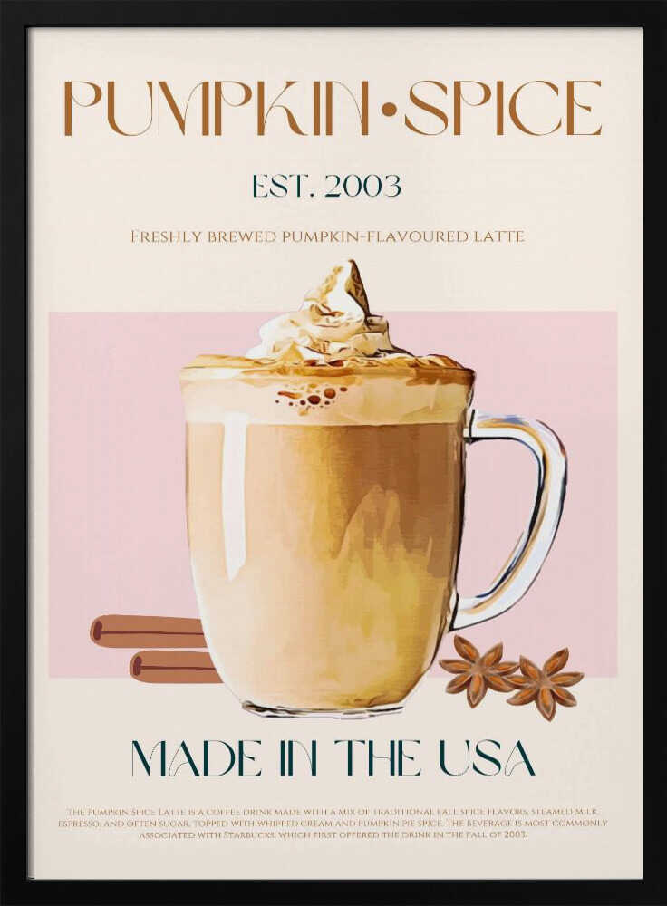 Pumpkin Spice Latte Art Print UK — Vintage Warm Wall Art — Kitchen — Wall It All Prints