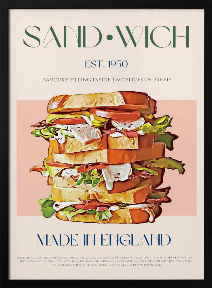 Classic British Sandwich Art Print UK — Abstract Fresh Wall Art — Kitchen — Wall It All Prints