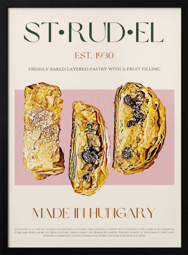 Fresh Baked Strudel Art Print UK — Vintage Fresh Wall Art — Kitchen — Wall It All Prints