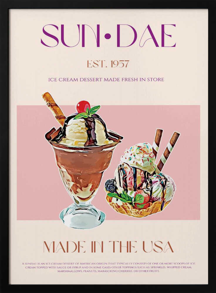 Delicious Sundaes Art Print UK — Vintage Calm Wall Art — Kitchen — Wall It All Prints