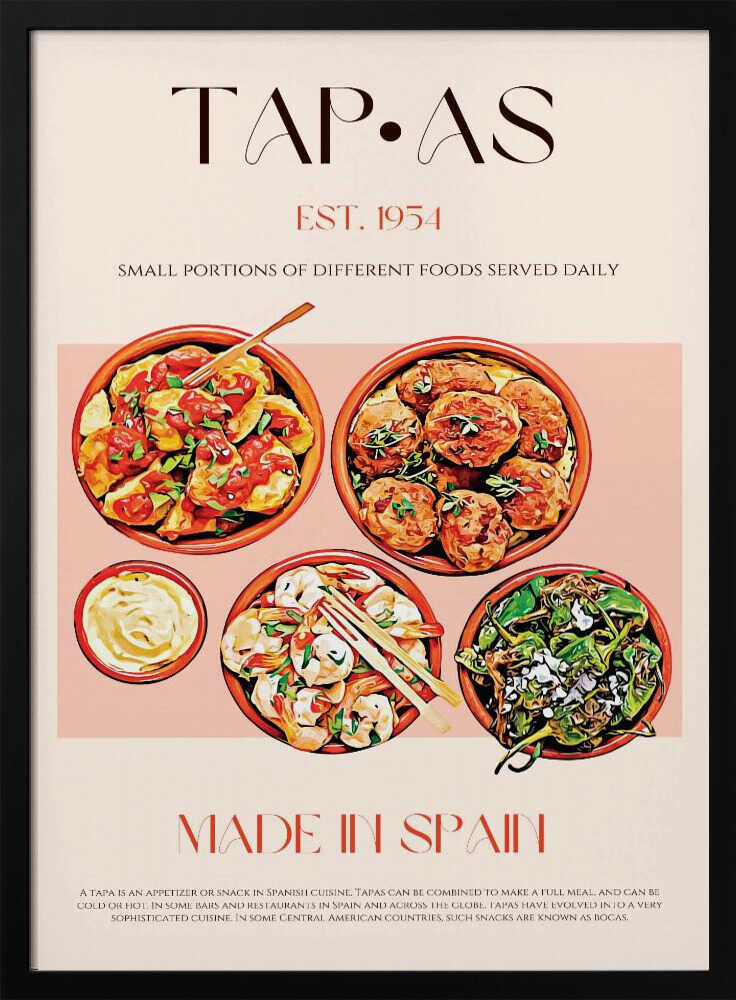 Flavorful Spanish Bites Art Print UK — Vintage Vibrant Wall Art — Kitchen — Wall It All Prints