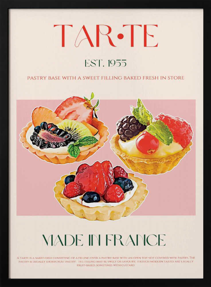 French Fruit Tarts Art Print UK — Food Calm Wall Art — Kitchen — Wall It All Prints