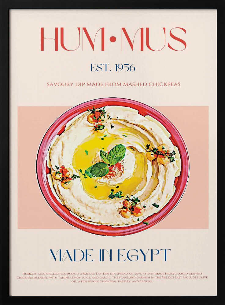 Creamy Hummus Dip Art Print UK — Vintage Vibrant Wall Art — Kitchen — Wall It All Prints
