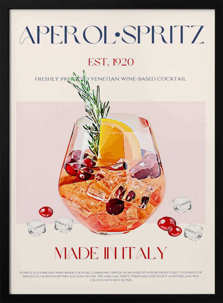Venetian Spritz Cocktail Art Print UK — Vintage Vibrant Wall Art — Kitchen — Wall It All Prints