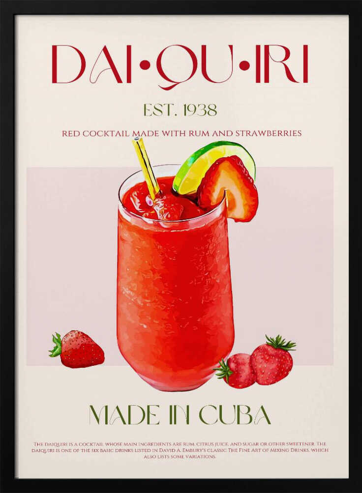 Classic Strawberry Daiquiri Art Print UK — Japanese Vibrant Wall Art — Kitchen — Wall It All Prints
