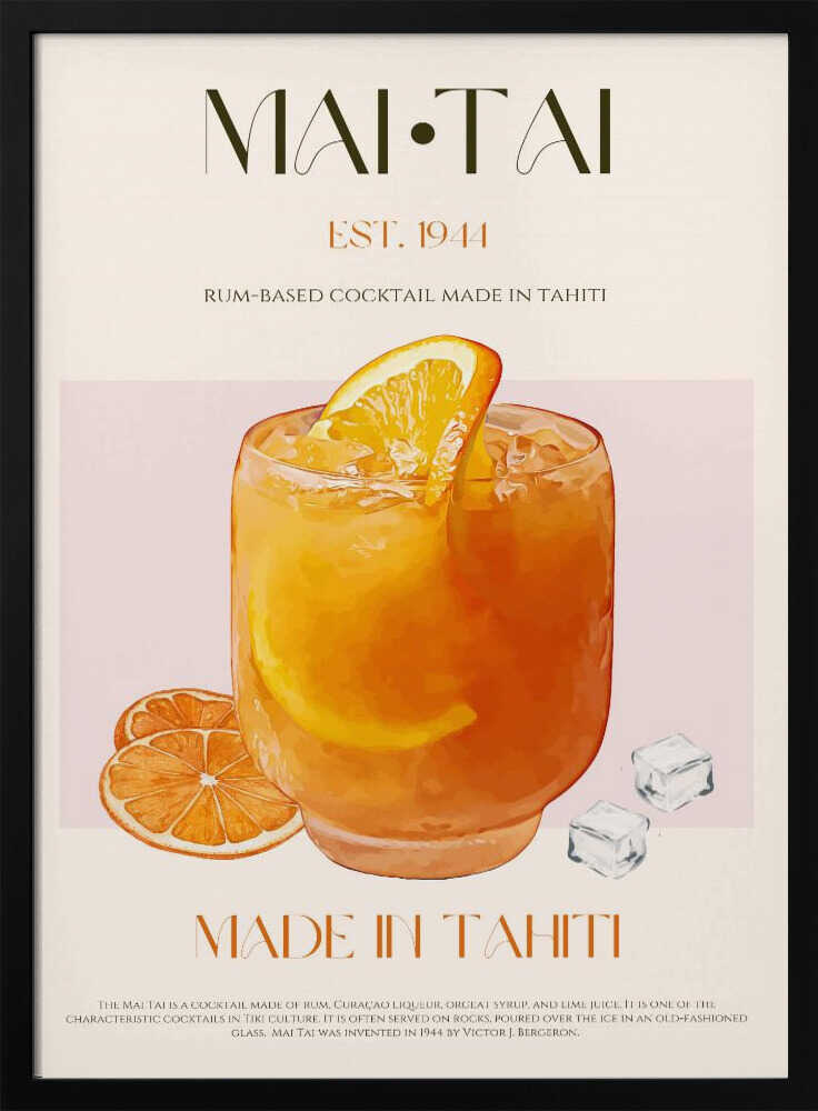 Mai Tai Tropical Drink Art Print UK — Vintage Vibrant Wall Art — Kitchen — Wall It All Prints