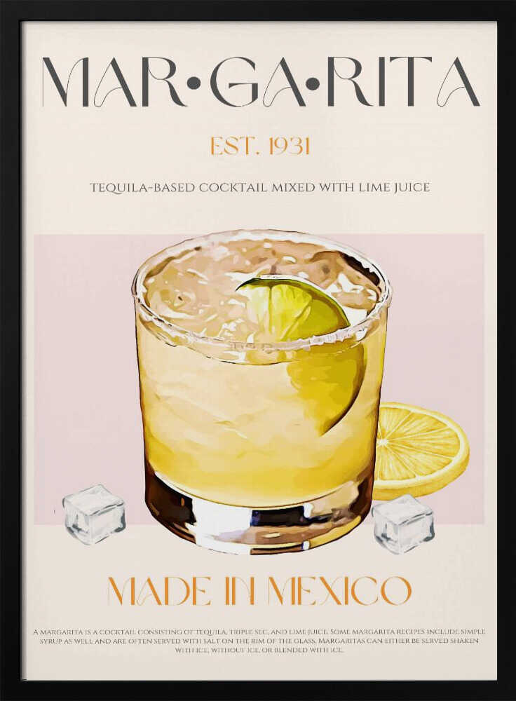Classic Margarita Recipe Art Print UK — Abstract Fresh Wall Art — Kitchen — Wall It All Prints