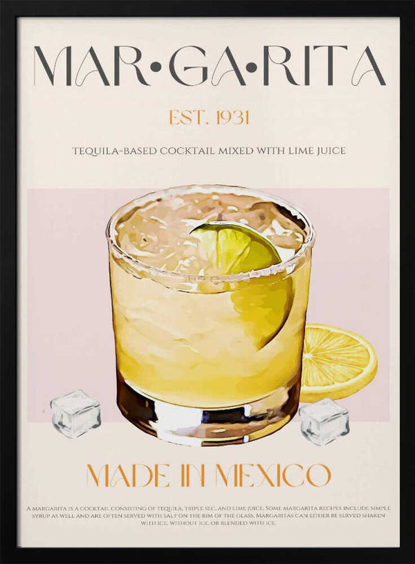 Classic Margarita Recipe Art Print UK — Abstract Fresh Wall Art — Kitchen — Wall It All Prints