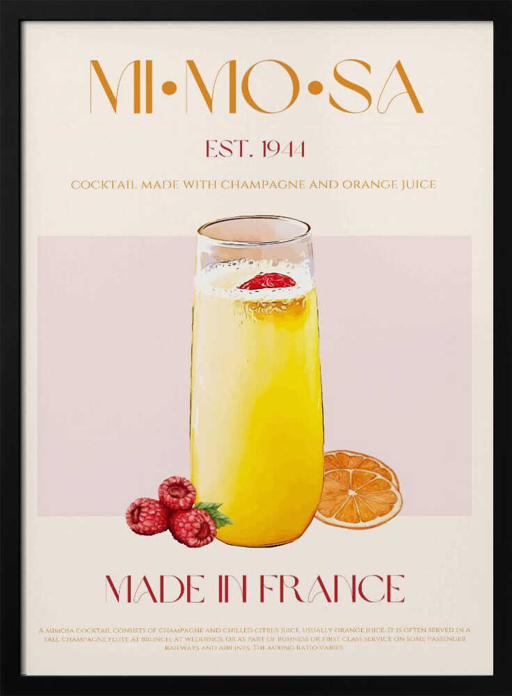 Vibrant Mimosa Cocktail Art Print UK — Food Vibrant Wall Art — Kitchen — Wall It All Prints