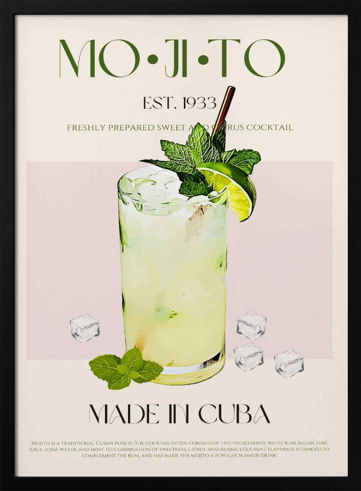 Refreshing Cuban Mojito Art Print UK — Vintage Fresh Wall Art — Living Room — Wall It All Prints