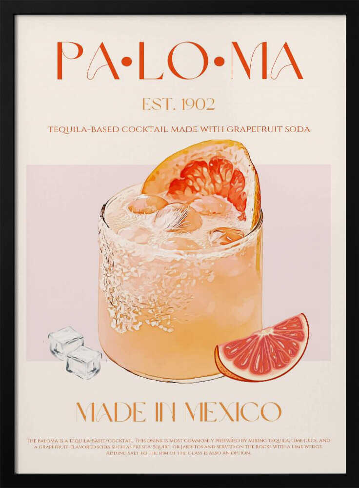 Classic Paloma Cocktail Art Print UK — Vintage Fresh Wall Art — Kitchen — Wall It All Prints