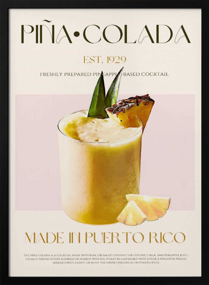 Puerto Rico Piña Colada Art Print UK — Food Vibrant Wall Art — Kitchen — Wall It All Prints