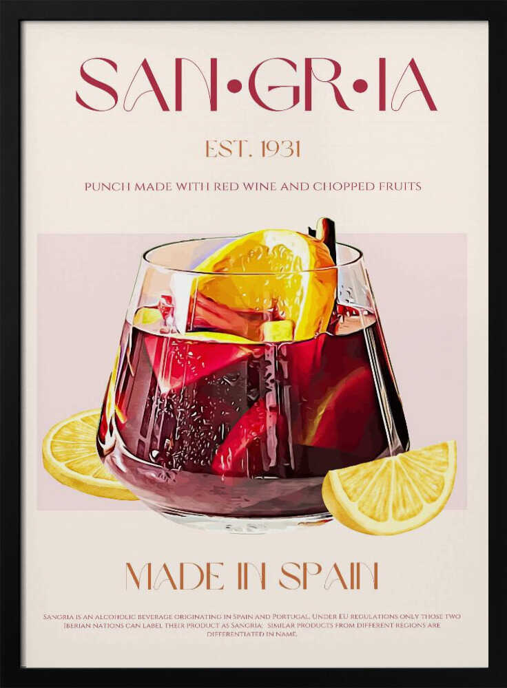 Classic Spanish Sangria Art Print UK — Vintage Vibrant Wall Art — Kitchen — Wall It All Prints