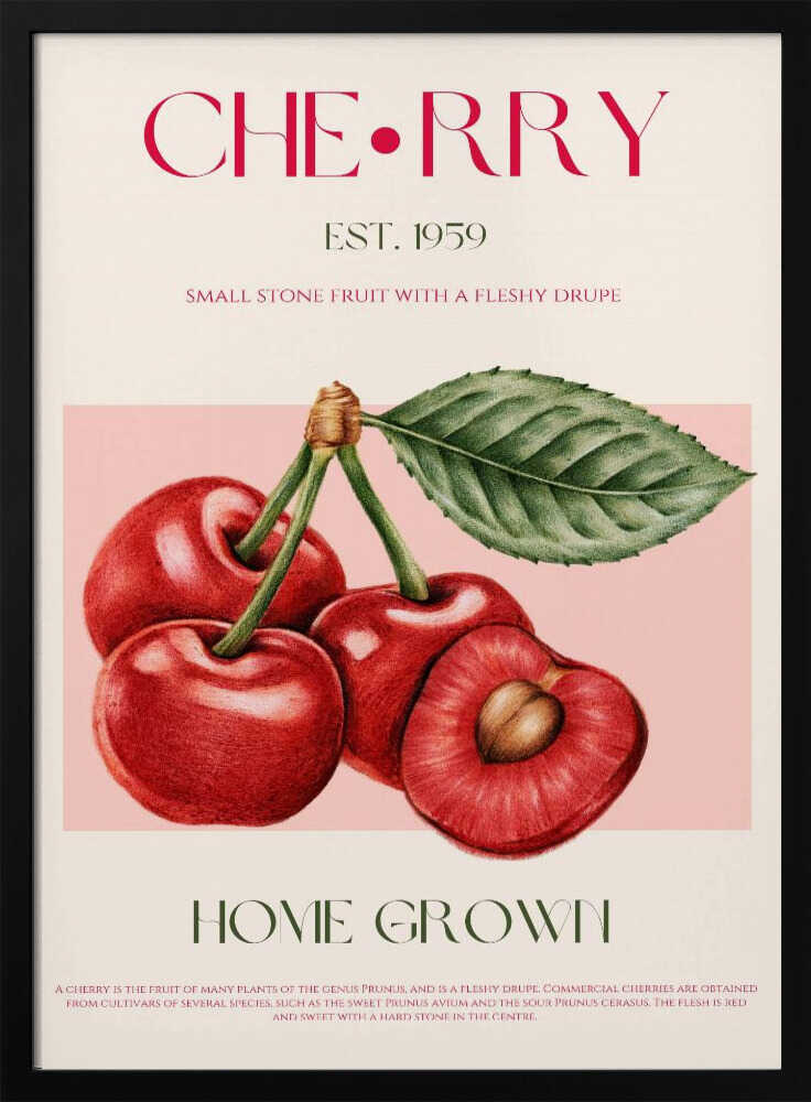 Home Grown Cherries Art Print UK — Botanical Fresh Wall Art — Kitchen — Wall It All Prints